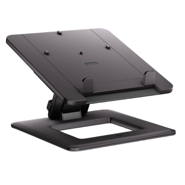 HP DUAL HINGE II ADJUSTABLE NOTEBOOK STAND WITH DOCKING POST, 3-WAY CONVERTIBLE PLATFORM, 360° ROTATION, 3.93" LIFT, EJECTION BUTTON. FOR NOTEBOOK PC AND DOCK STATION, BLACK COLOR {E8F99AA}